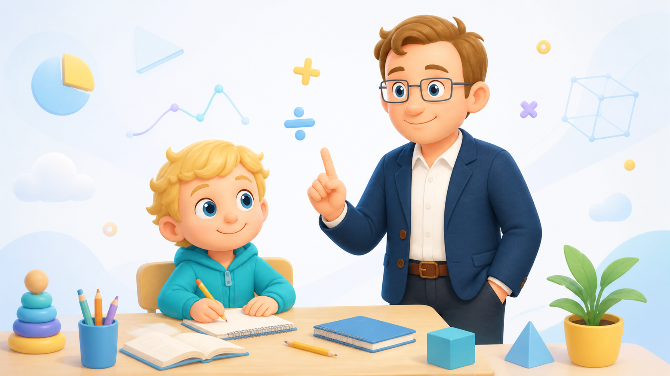 Uczeń rozwiązujący zadanie matematyczne przy biurku